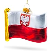 Waving Flag of Poland Blown Glass Christmas Ornament