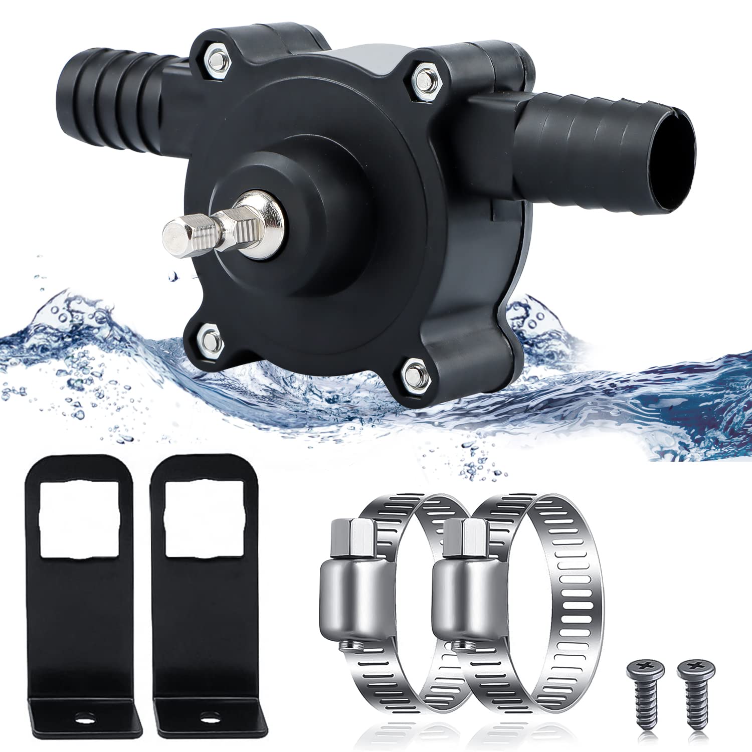 Jognee Mini Electric Drill Pump Portable Water Pump, Hand Powered Self Priming Transfer Quick Pumping Speed for Gardening, Cleaning, Pond, Aquarium, Fish Tank, Black