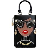 Novelty Unique 3D Lady Face PU Leather Top Handle Satchel Handbags for Women Funky Tote Purse Hobo Crossbody Shoulder bags