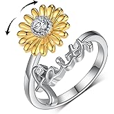 Feijiesi Faith Rings for Women 925 Sterling Silver Sunflower Faith Spinner Rings Inspirational Christian Jewelry Gifts for Women