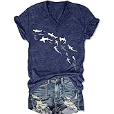 Women's T-Shirts V-Neck Boho Flowers Wildflowers Graphic Tees Shirts Cute Casual Summer Tops Short Sleeve T Shirt