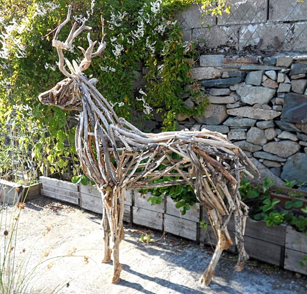 Large Deer Stag Animal Driftwood Garden Sculpture Amazon.co.uk Handmade