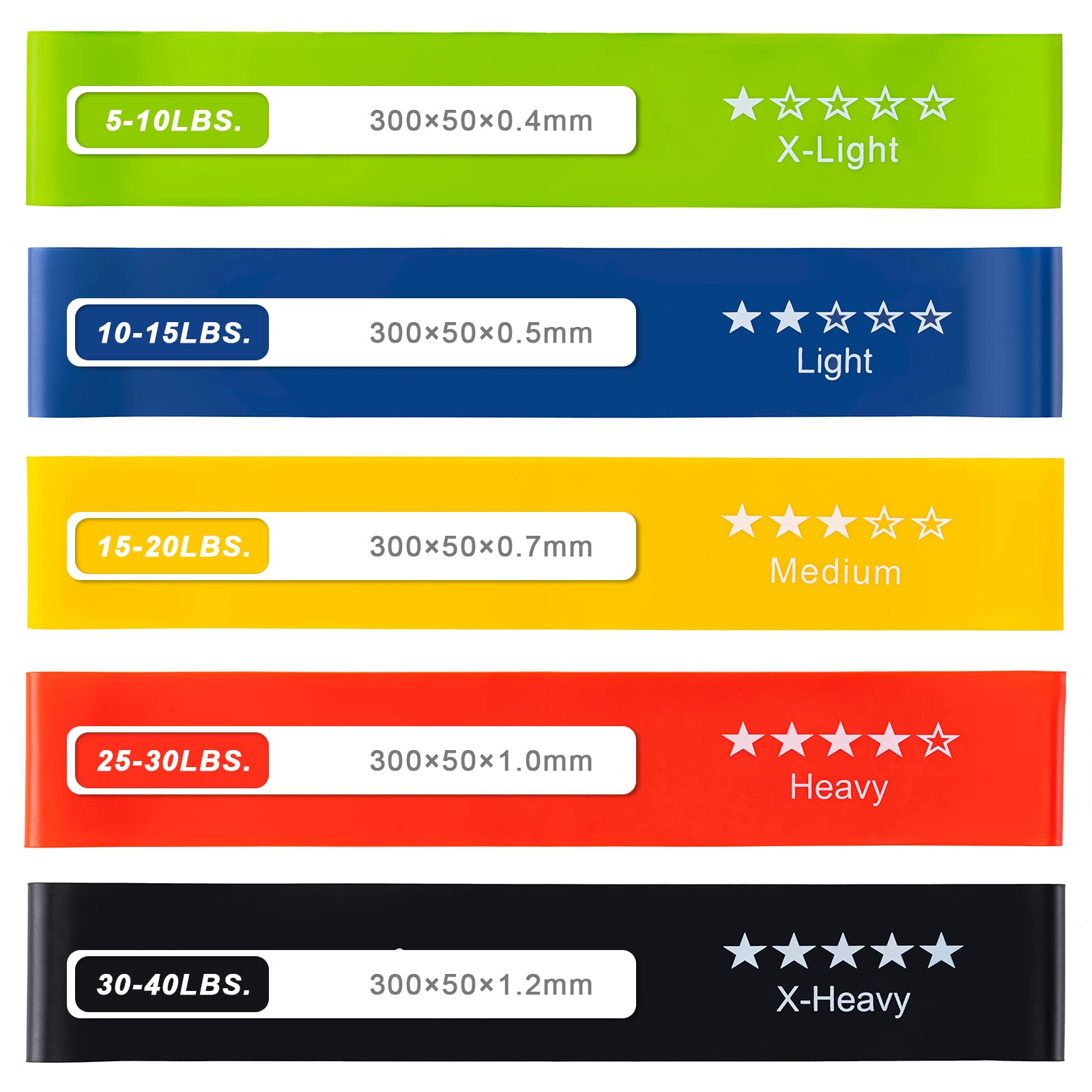 Resistance Bands for Working Out, Exercise Bands with 5 Resistance Levels Fit for Home Fitness, Strength Training, Natural Latex Resistance Band Include Instruction Guide and Carry Bag