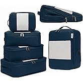 6-Pack Large Compression Packing Cubes for Travel - Lightweight Compression Packing Cube Set, Water-Resistant Luggage Organizer Bags & Suitcase Organizers, Travel Cubes for Carry-On, Checked Luggage