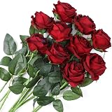Veryhome 10 Pcs Artificial Silk Roses 8CM Single Stem Blooming Wedding Bouquet