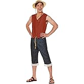 Spirit Halloween One Piece Adult Straw Hat Luffy Costume | Officially Licensed Monkey D. Luffy Anime Costume