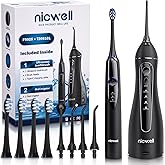 Water Dental Flosser Cordless for Teeth - Nicwell 4 Modes Dental Oral Irrigator, Portable and Rechargeable IPX7 Waterproof Powerful Battery Life Water Teeth Cleaner Picks for Home Travel