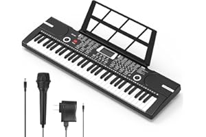 WFHDTX 61 keys keyboard piano, Electronic Digital Piano with Built-In Speaker Microphone, Sheet Stand and Power Supply, Portable piano Keyboard Gift Teaching for Beginners