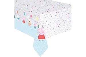 AMSCAN Peppa Pig Confetti Party Plastic Table Cover - 54" x 96" (1 Piece) - Vibrant Multicolor Design, Durable & Easy Clean - Perfect For Themed Parties & Events