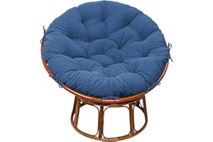 RULAER Papasan Chair Cushion,Indoor 44 Inch Tufted Durable Round Papasan Cushion with 8 Ties,Outdoor Papasan Chair Cushion Only([Velvet] Blue)