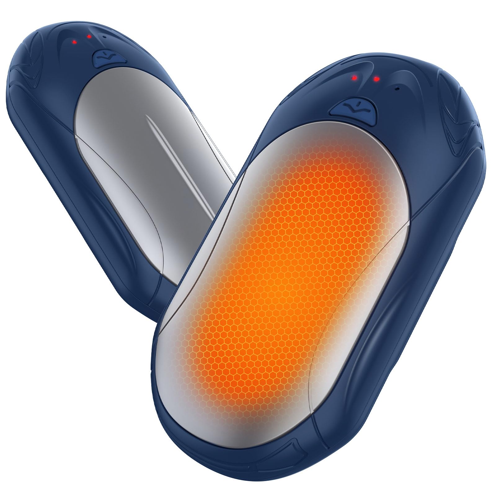 BOSONER Electric Hand Warmers Rechargeable: 2 Pack 6000mAh USB Hand Warmer Reusable - Portable Pocket Heater Electronic Handwarmers - Tech Gifts for Women Men Gadgets (Blue Silver, One Size)