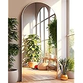 DYNWELL Arched Full Length Mirror, Floor Mirror with Stand, 41"x81" Large Mirror, Wall Mirror Full Length, Gold Floor Length Mirror, Body Floor Mirror, Wall Mounted Mirror for Bedroom, Gold