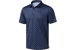 Obla Mens Golf Polo Shirts Short Sleeve Dry Fit Performance Moisture Wicking Casual Print Collared Golf Shirts for Men