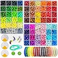 Gaspletu 1800PCS 8mm Glass Beads Bracelet Making Kit, 72 Colors Crystal Beads for Jewelry Making, 3 Box Round Beads Suitable for Beginners