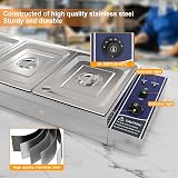 TAIMIKO Electric Bain Marie Food Warmer 1500W 3x 1/2GN Wet Well Catering view 6