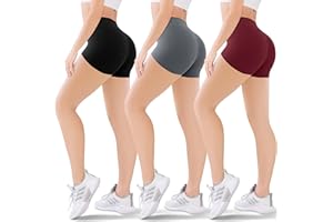 Blisset 3 Pack Women's Active Shorts - 3”/5”/8”High Waist Tummy Control No See -Through for Cycling Jogging Gym Workouts