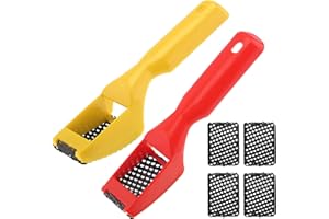 Omninmo 2pcs Shaver Blade Holder, Includes 6 Half-Round Shaving/Shaping Blades - Steel Rasp Block Plane, One Hand Surform Shaver Handle, Dent Repairs, Wood Fiberglass File Tool (Red & Yellow)
