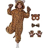 MivBuks Kids Cheetah Costume for Girls Leopard Cat Onesie for Girls Animal Costume Halloween Christmas Jumpsuit