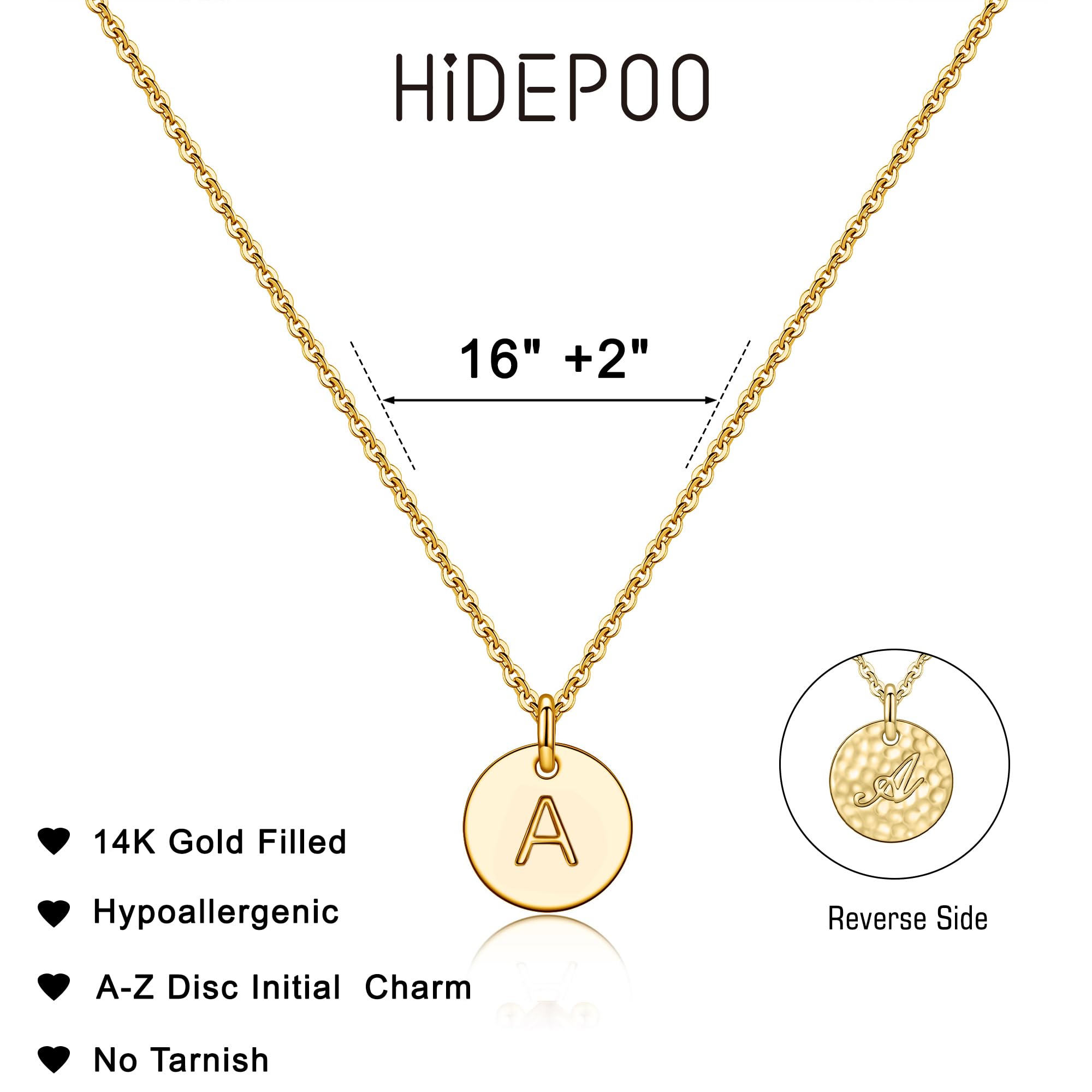 Hidepoo Disc Initial Necklace Gifts for Girls - 14K Gold Filled/Rose Gold/S925 Sterling Silver Disc Initial Necklaces Personalized Birthday Gift Tiny Initial Necklace Jewelry for Girls Women