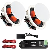 Herdio 4 Inch Bluetooth Ceiling Speakers Max Power 240 Watts 2 Way Flush Mount in Wall Speaker Great for Bathroom, Kitchen,Living Room,Office(1 Pair)