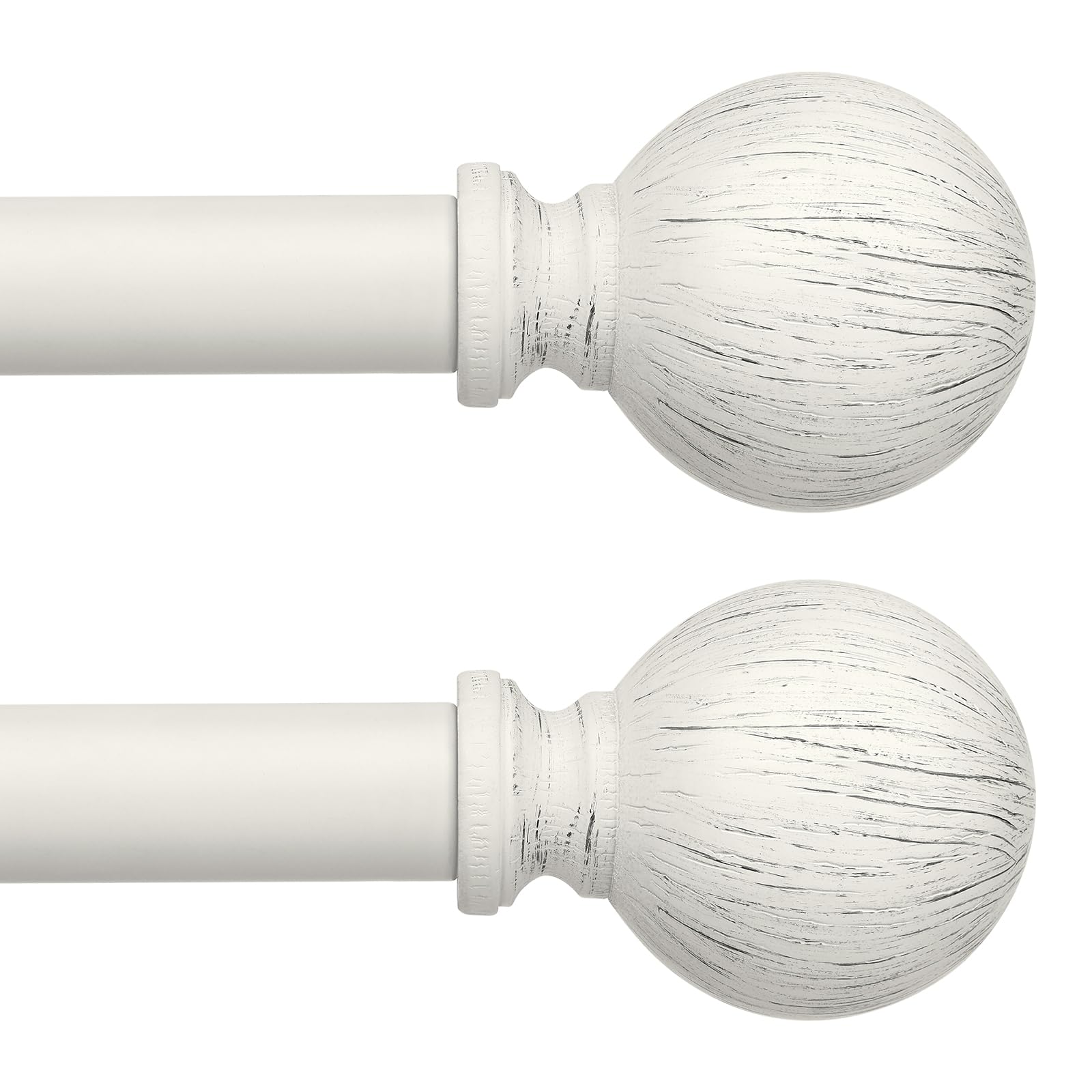 Photo 1 of 2 Pack Antique White Curtain Rods for Windows 30 to 56 Inch, 1 Inch Boho Decorative Vintage Drapery Rod with Antique White Finials, Adjustable Heavy Duty Rustic Farmhouse Metal Curtain Pole
