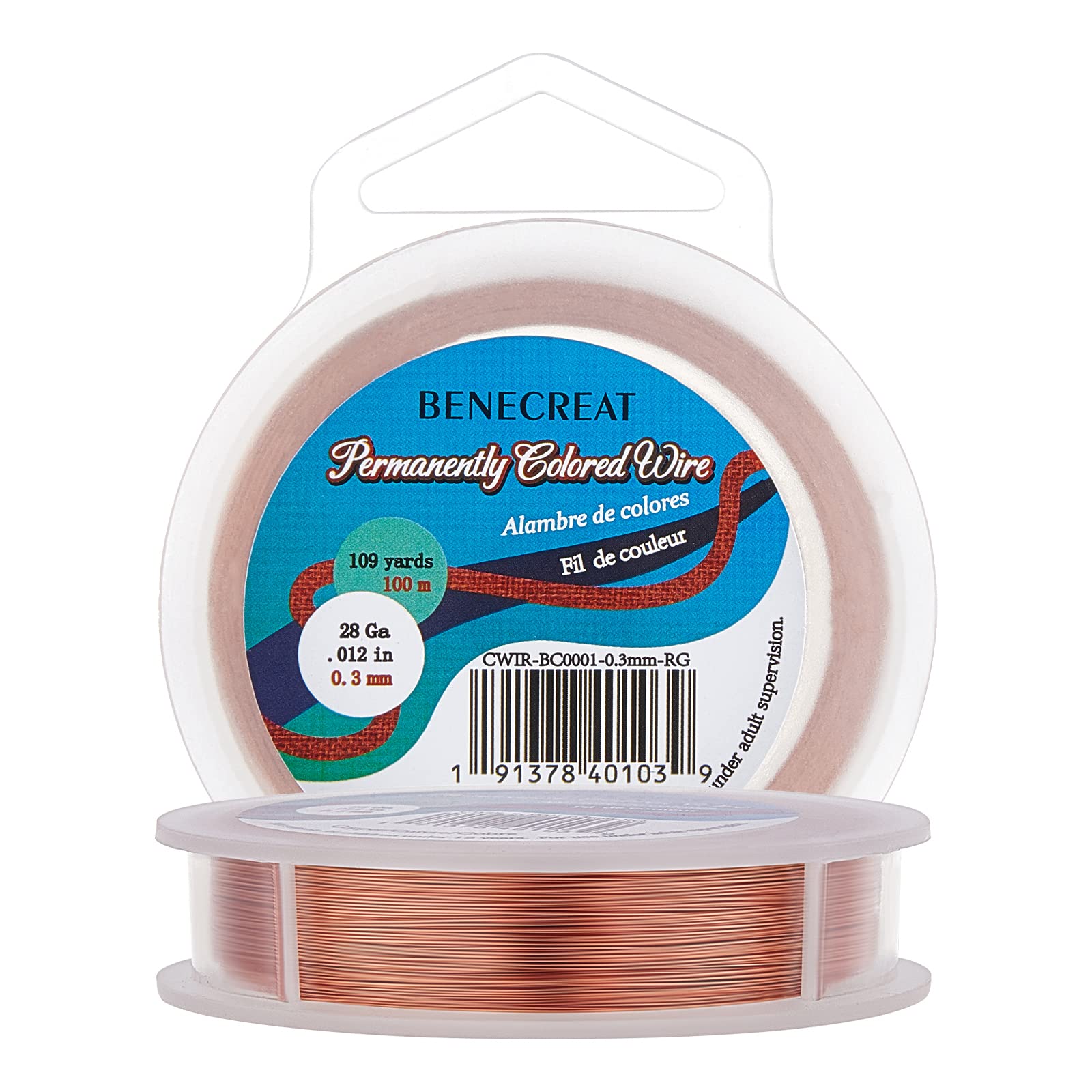 BENECREAT 28Gauge(0.3mm) Tarnish Resistant Copper Wire Jewellery Beading Wire, 100M/109Yard