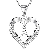 Turandoss Heart Initial Necklaces for Women - Dainty 14K Gold Plated CZ Heart Pendant Necklace with Tiny Letter A-Z, Non Tarnish Waterproof Trendy Jewelry Gifts for Mom Wife Girlfriend