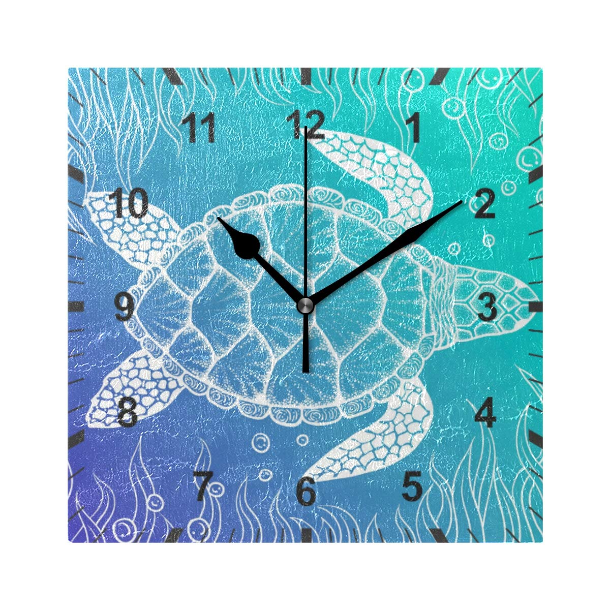 ISAOA Non Ticking Silent Wall Clock,Gradient Color Under Sea Turtle Wall Clock Art Decor for the Dinning Room, Living Room, Bedroom, Office,School