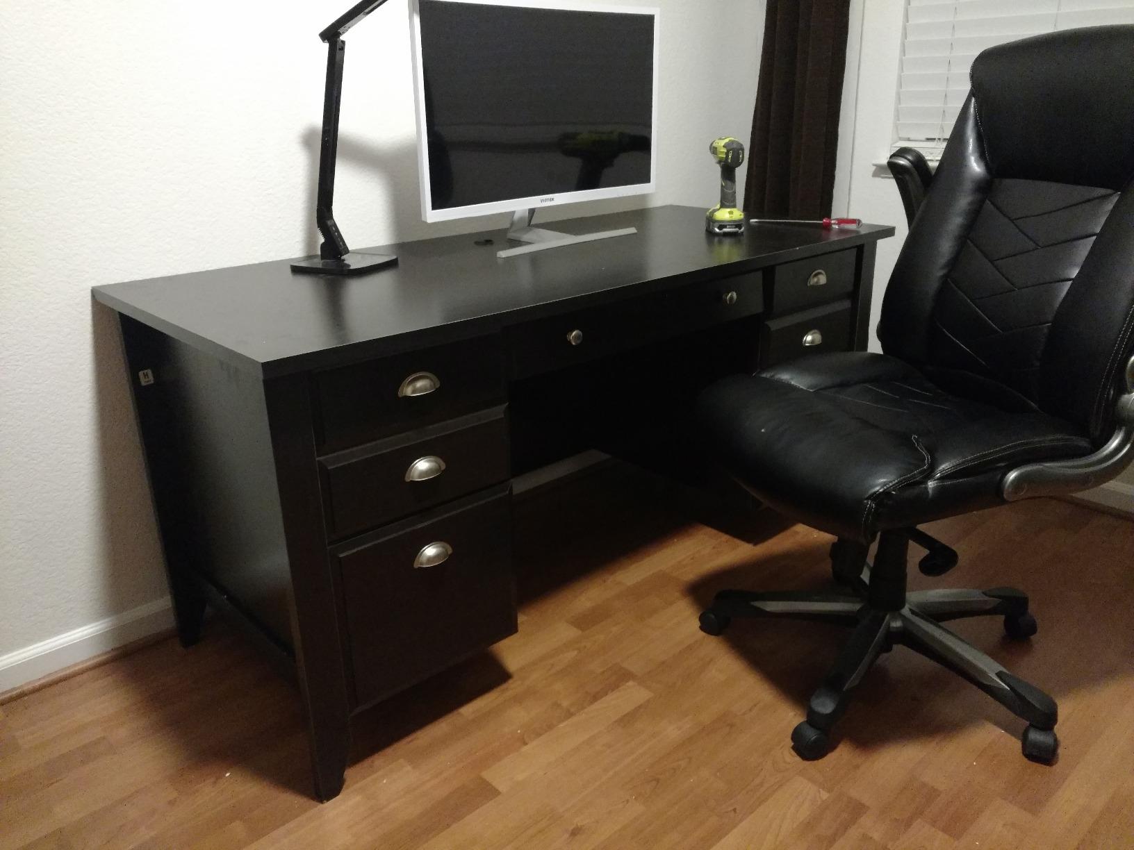 14/mo Finance Sauder Shoal Creek Executive Desk,Jamocha Wood finish Buy Now, Pay Later