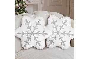 Soaoo 2 Pcs Snowflake Pillow Winter Throw Pillows Decorative Sherpa White Snowflake Shaped Cushion for Winter Home Decor Couch Sofa Bedroom Decoration(Gray)
