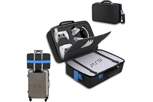 SWOJG PS5 Carrying Case Hard Shell - PS5 Travel Case Hard Shell, Playstation 5 Carrying Case Hard Shell for Travel, Compatible with Playstation 5, PS5 Pro, Shockproof, Black