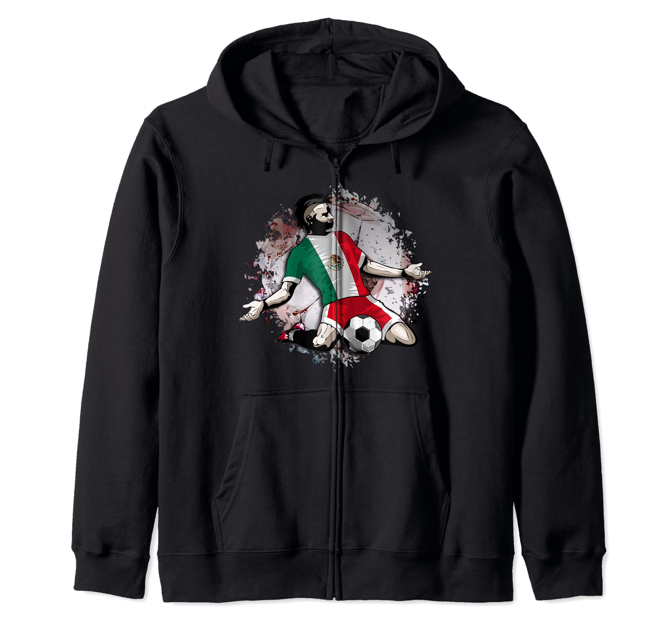 Mexico Soccer Mexican National Flag Football Lovers Design Zip Hoodie