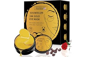 SOUWIXLUM Under Eye Patches For Puffy Eyes 70PCS, 24K Gold Eye Mask For Dark Circles and Puffiness, Under Eye Mask Patches Skincare, Eye Gel Pads, Eye Patches For Wrinkles, Puffy Eyes Bags Treatment Women Men