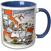 3dRose mug_169565_6 Greetings from Idaho Sun Valley Boise with Scenes from the State - Two Tone Blue Mug, 11oz