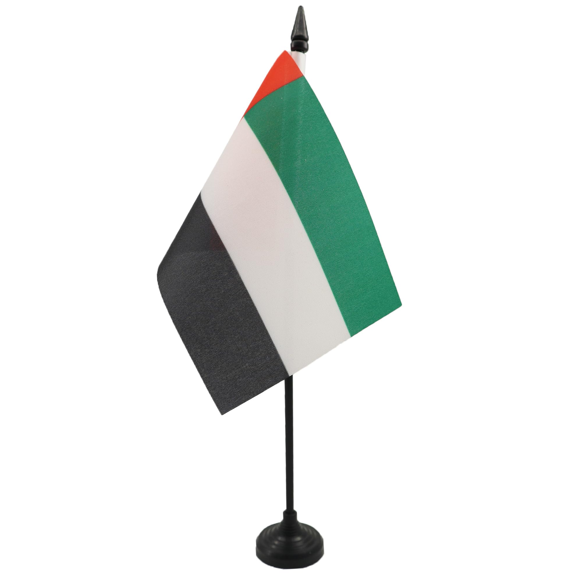 AZ FLAG - United Arab Emirates Table Flag 4'' x 6'' - Emirati Office Mini Banner 100% Polyester 15 x 10 cm - Mini Desk Flag with 10'' Pole and Black Plastic Base — image 1