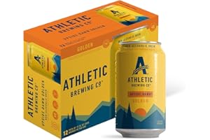 Athletic Brewing Company Craft Non-Alcoholic Beer - 12 Pack x 12 Fl Oz Cans - Upside Dawn Craft Golden - Low-Calorie, Award Winning - Subtle Aromas with Floral and Earthy Notes