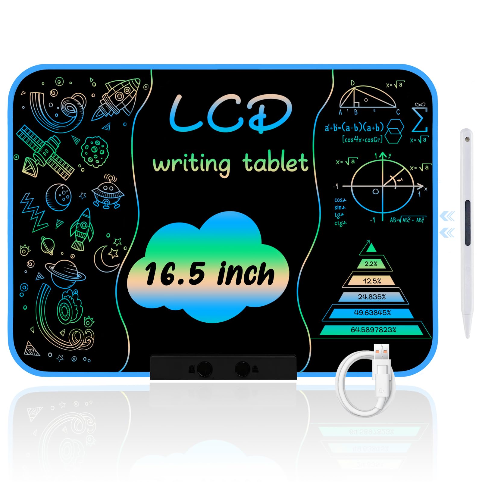 Photo 1 of GoiJamToy LCD Writing Tablet for Kids 16.5Inch Doodle Board Drawing Tablet Writing Pads, Type-C Charging, Educational Learning Toddler Toys 3 4 5 6 7 8 9 Years Boy and Girls Blue