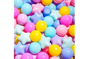 THENESE Ball Pit Balls for Toddlers Star and Round Set,BPA Phthalate Free,2.15" Play Balls Soft Plastic Balls for Baby Kids Birthday Pool Tent Party