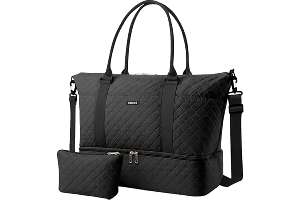 HOTOR Travel Duffel Bag - Large Weekender Bags for Women, Carry On Bag with Shoe Compartment, Overnight Bag with Toiletry Bag