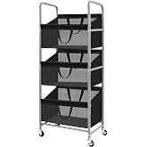 STO STO 3-Tier Vertical Rolling Laundry Hamper, Removable Bags, Black Mesh | 120L Capacity, Space-Saving Vertical Design, Rust-Resistant Steel Frame, Lockable Wheels, Ideal for Apartments &amp; Small Spaces