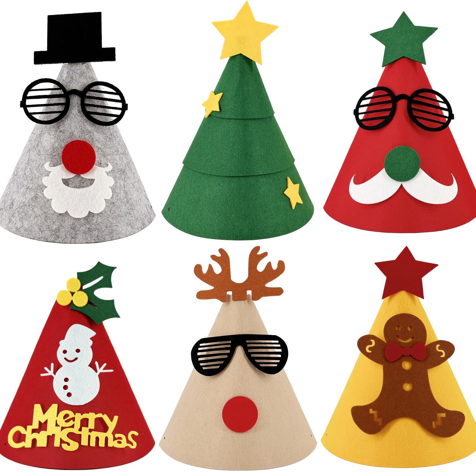yayafunfun 6pcs Large Christmas Party Hats Christmas Cracker Hats for Kids,Adults,Funny Jokes Novelty Hat Xmas Crackers Hat Cone New Years Eve Party