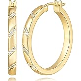 ELEBEST Gold Hoop Earrings for Women 14K Gold Earrings for Women Cubic Zirconia Earrings Hoops Subtle and Delicate with Cubic Zirconia Hoop Earring for Womens 20/25mm