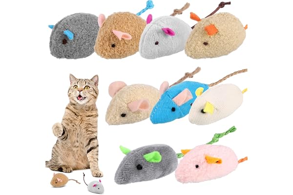 9 Pcs Cat Mouse Toys, Catnip Cat Toys, Chew Toys for Cat, Soft Plush Catnip Cat Toys, Mice Toys with String Tails Interactive