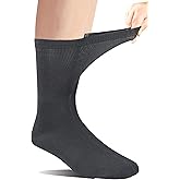 Yomandamor Men's 6 Pairs Bamboo Rayon Breathable Diabetic Mid-Calf Socks with Arch Support,10-13