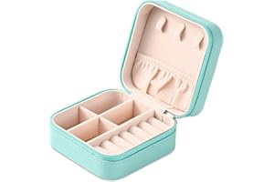 NEVEIKA Portable Travel Mini Jewelry Box Leather Jewellery Ring Organizer Case Storage Gift Box Girls Women (blue).