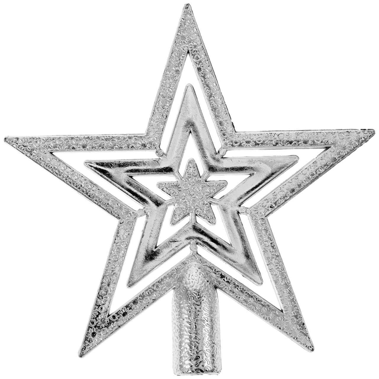Amosfun 10cm Silver Christmas Star Topper for Tabletop Xmas Tree, Hollow-Out Star Treetop for Mini Xmas Tree, Christmas Party Supplies