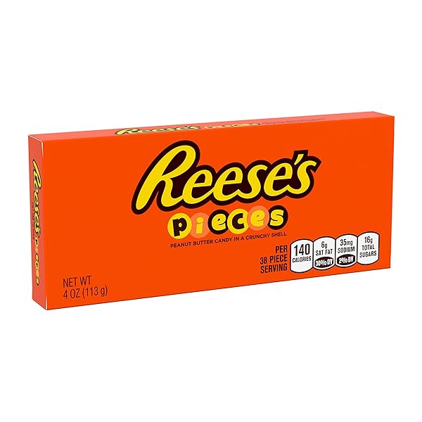 REESE’S PIECES PEANUT BUTTER IN A CRUNCHY SHELL, CANDY BOX, 4 OZ