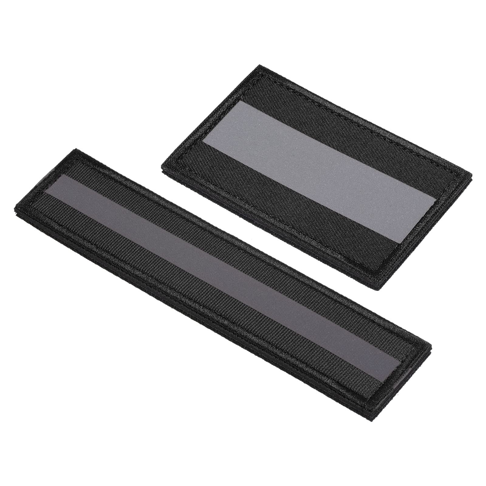 PATIKIL Reflective Patch 1x6 2x3, 2 Pcs Hook and Loop Fastener Safety Appliques for Night Sportsperson Worker Hiker, Black