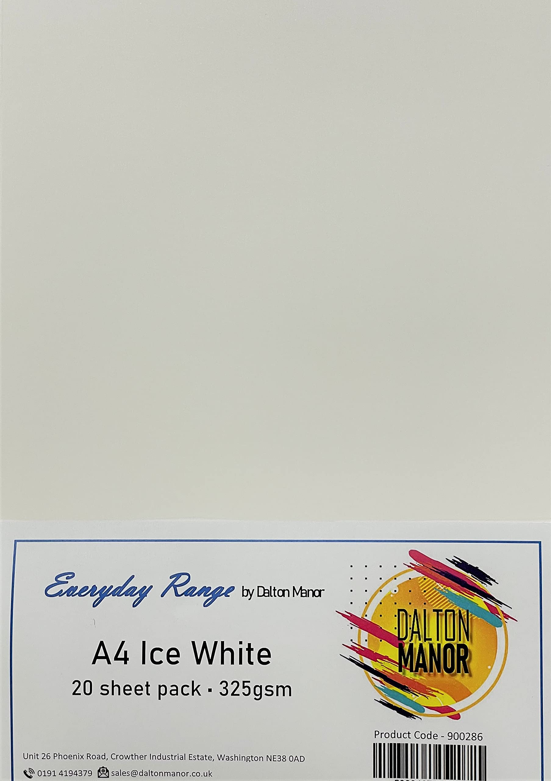 DALTON MANOR A4 THICK 325GSM ICE WHITE CARD - 25 SHEET PACK