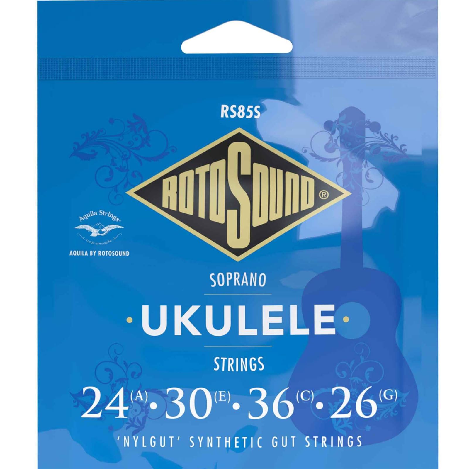 Rotosound Strings for Ukulele, Ukulele Strings Set Sopran Nylgut RS85S Medium 24 30 36 26